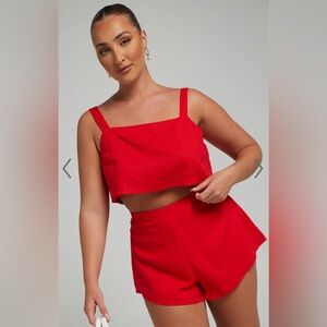 Showpo Red Linen Set